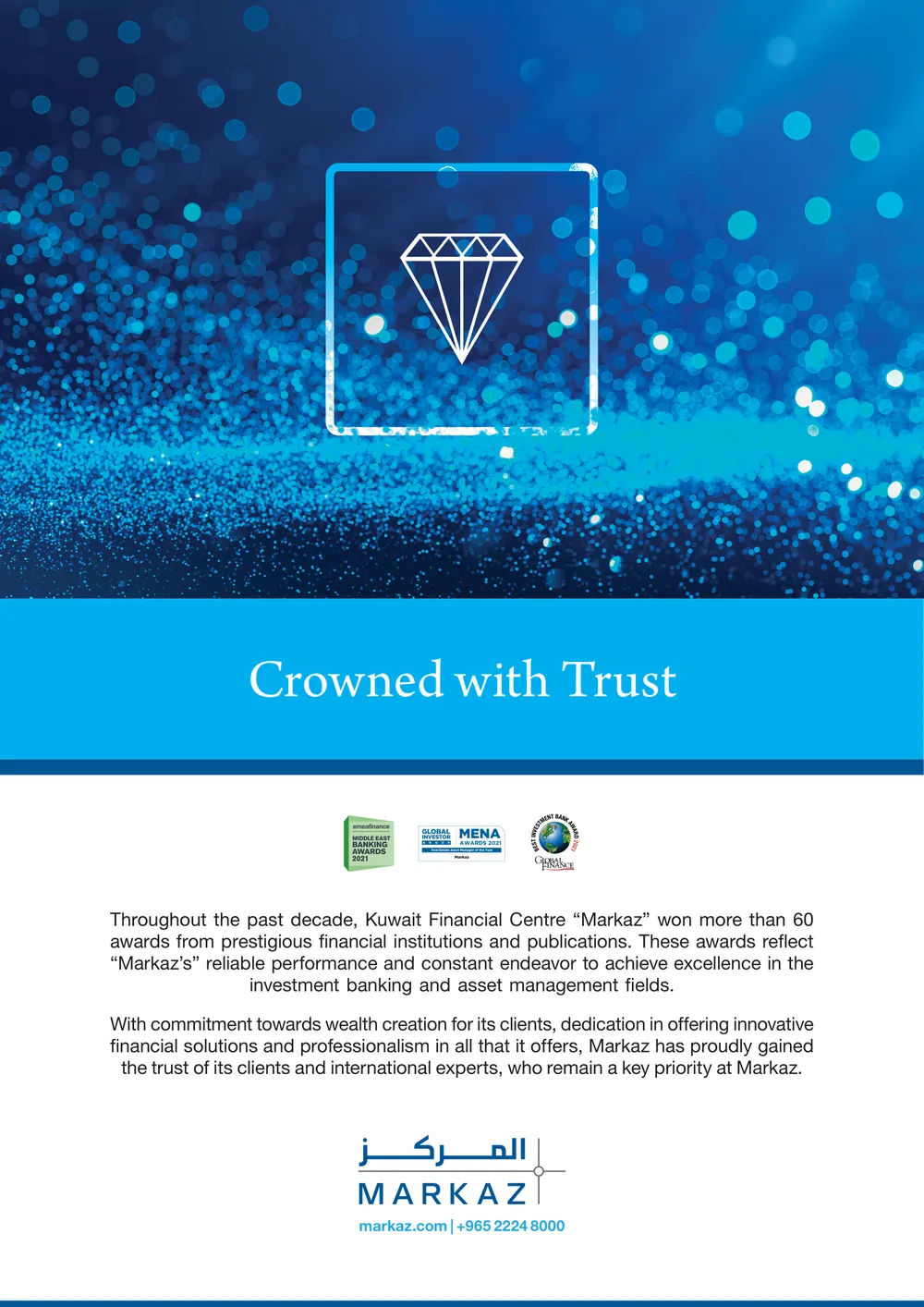 Kuwait Financial Centre “Markaz” advertisement in the Arab-European Trade & Investment Guide